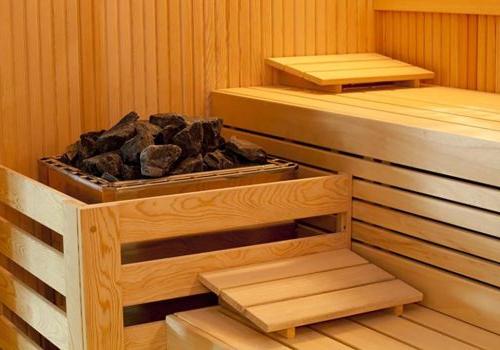 Indoor sauna at The Gateway Towers at Packer Park apartments for rent in Philadelphia, PA